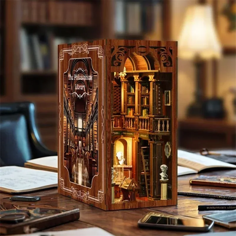 Diy Wooden Book Nook Kit Shelf Insert - Philosophische Bibliothek Casa NEU DIY Holz-Bücherregal-Einsatz